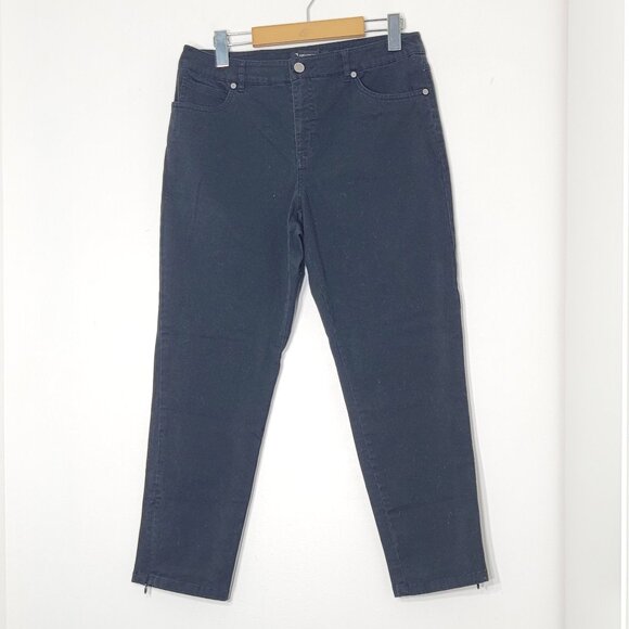 Tribal Women's Black Cotton Blend Stretch Extensible Zipper Bottom Pants Size 8 - Picture 2 of 13